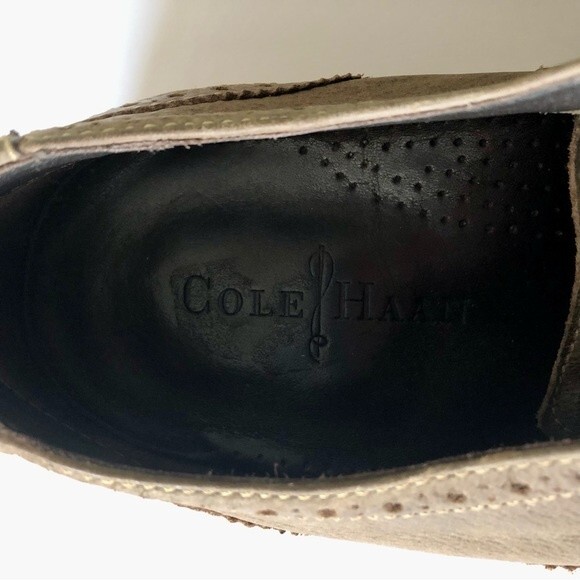 Cole Haan Men\'s Nike Air Colton Olive Taupe Distressed Leather Wingtip Oxfords main image 6